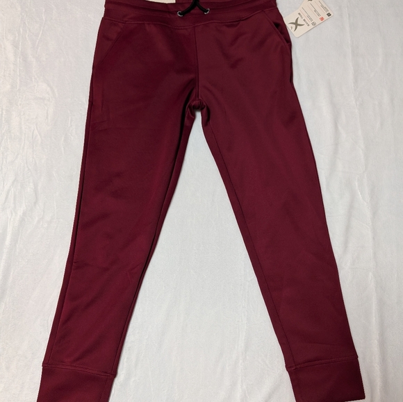 NWT. MEN'S BURGUNDY BANDED BOTTOM JOGGERS. SIZE LARGE - Picture 2 of 11
